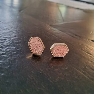Faux Druzy Stone Stud Earrings in Rose Gold Peach